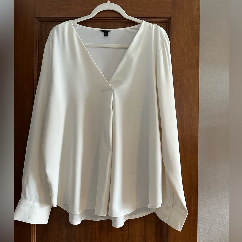 Ann Taylor Cream V-Neck Blouse